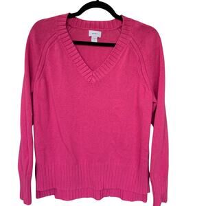 Old Navy Women’s Pink V-Neck Sweater - Size: Medium, Cotton Blend, Ribbed Hem